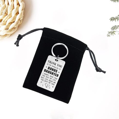 Bonus Step Daughter Gifts Stepdaughter Keychain for Women, Personalized Bonus Daughter Gifts from Stepmom Stpedad, Love My Favorite Bonus Daughter Present in Saudi Arabia
