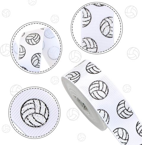 David Angie Volleyball Glitter Grosgrain Ribbon 7/8" Wide 5 Yard for DIY Handmade Hair Bow Clip Accessories and Holiday Party Birthday Bridal Shower Decoration (Black) in Saudi Arabia