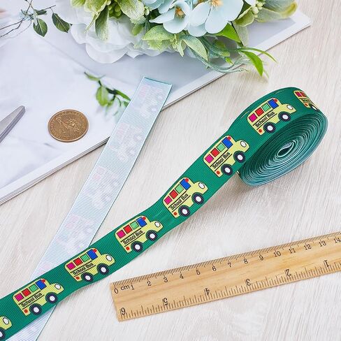 GORGECRAFT 10 Yards 7/8 Inch Back to School Grosgrain Ribbon Gold Yellow ABC Printed School Themed Fabric Decorative Edge Ribbons for Teacher Gift Wrapping Bows Crafting Supplies Wreath Making in Saudi Arabia