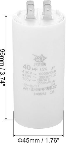 PATIKIL CBB60 40uf Running Capacitor,AC 450V 4 Pins 50/60Hz Double Insert Cylinder Bottom for Air Conditioning,Water Pump,Fan Motor Star 96 x 45mm in Saudi Arabia