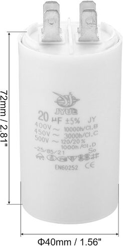 PATIKIL CBB60 40uf Running Capacitor,AC 450V 4 Pins 50/60Hz Double Insert Cylinder Bottom for Air Conditioning,Water Pump,Fan Motor Star 96 x 45mm in Saudi Arabia