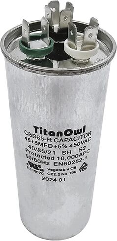 70+7.5 uF ±5% 70/7.5 MFD 370/450 VAC CBB65 Dual Run Start Round Capacitor for Condenser Straight Cool, Heat Pump, Air Conditioner or AC Motor and Fan Starting 70 7.5 HVAC in Kuwait