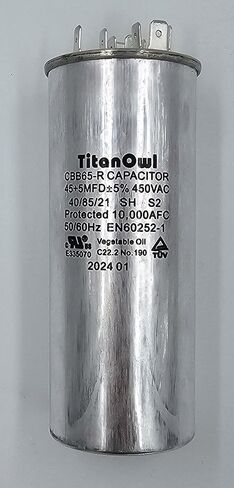 70+7.5 uF ±5% 70/7.5 MFD 370/450 VAC CBB65 Dual Run Start Round Capacitor for Condenser Straight Cool, Heat Pump, Air Conditioner or AC Motor and Fan Starting 70 7.5 HVAC in Kuwait