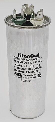 70+7.5 uF ±5% 70/7.5 MFD 370/450 VAC CBB65 Dual Run Start Round Capacitor for Condenser Straight Cool, Heat Pump, Air Conditioner or AC Motor and Fan Starting 70 7.5 HVAC in Kuwait