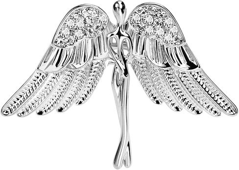 Women's Crystal Flying Guardian Angel Brooch Pin Lapel Pin Costume Jewelry Crystal Wings Lapel Pins in Saudi Arabia