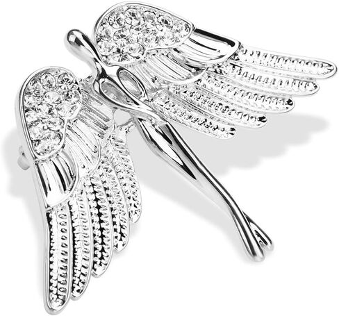 Women's Crystal Flying Guardian Angel Brooch Pin Lapel Pin Costume Jewelry Crystal Wings Lapel Pins in Saudi Arabia