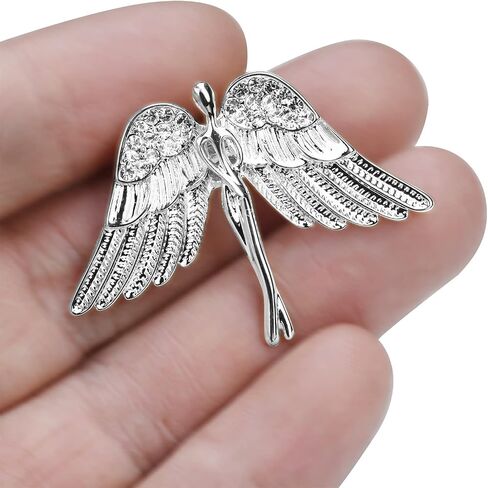 Women's Crystal Flying Guardian Angel Brooch Pin Lapel Pin Costume Jewelry Crystal Wings Lapel Pins in Saudi Arabia