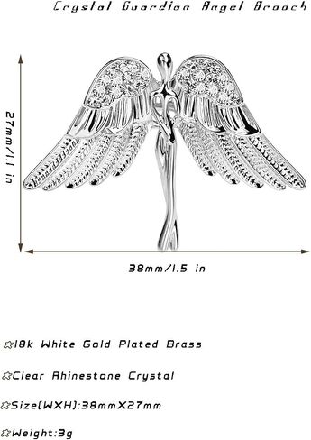 Women's Crystal Flying Guardian Angel Brooch Pin Lapel Pin Costume Jewelry Crystal Wings Lapel Pins in Saudi Arabia