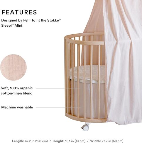 Stokke Sleepi Mini Bed Skirt by Pehr, Blush - Compatible with Stokke Sleepi Mini - Available in Numerous Colors - Machine Washable, Soft Organic Cotton in Saudi Arabia