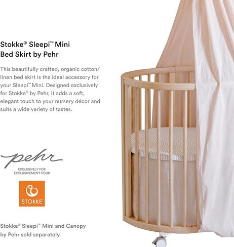 Stokke Sleepi Mini Bed Skirt by Pehr, Blush - Compatible with Stokke Sleepi Mini - Available in Numerous Colors - Machine Washable, Soft Organic Cotton in Saudi Arabia