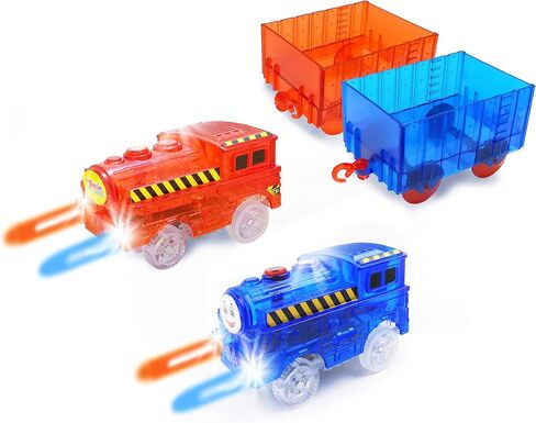 Track Train (2-Pack), Multi-Color Light Up Flashing LED Glow in The Dark Trains Accessories Compatible with Neo and Most Other Tracks in Saudi Arabia