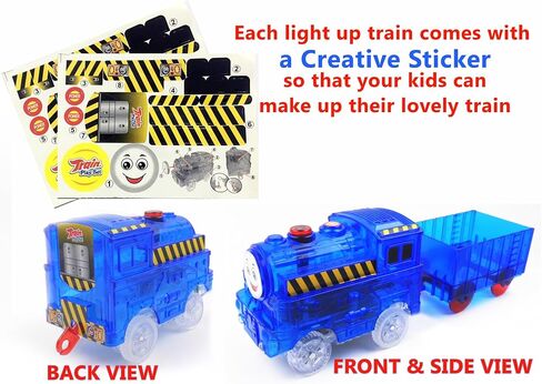 Track Train (2-Pack), Multi-Color Light Up Flashing LED Glow in The Dark Trains Accessories Compatible with Neo and Most Other Tracks in Saudi Arabia