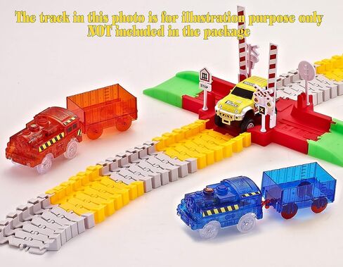 Track Train (2-Pack), Multi-Color Light Up Flashing LED Glow in The Dark Trains Accessories Compatible with Neo and Most Other Tracks in Saudi Arabia