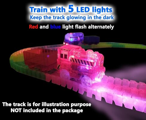 Track Train (2-Pack), Multi-Color Light Up Flashing LED Glow in The Dark Trains Accessories Compatible with Neo and Most Other Tracks in Saudi Arabia