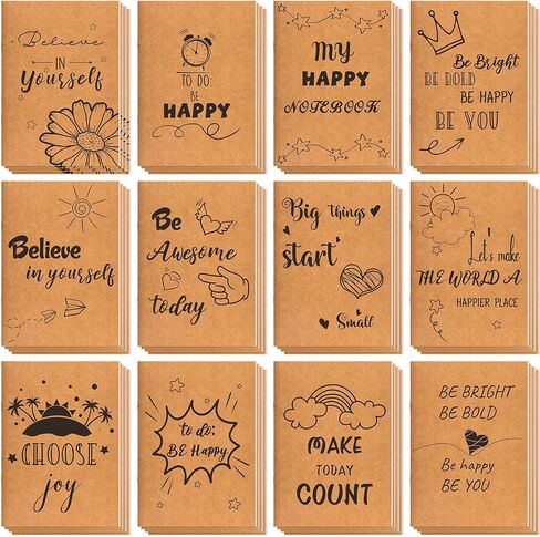 Chinco 48 Pack Kraft Inspirational Notepads Gift Motivational Notebooks Small Inspirational Lined Pockets Notebook Funny for Kids Students School Office Supplies 4.3 x 6.1 Inches in Saudi Arabia