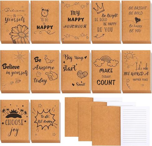 Chinco 48 Pack Kraft Inspirational Notepads Gift Motivational Notebooks Small Inspirational Lined Pockets Notebook Funny for Kids Students School Office Supplies 4.3 x 6.1 Inches in Saudi Arabia