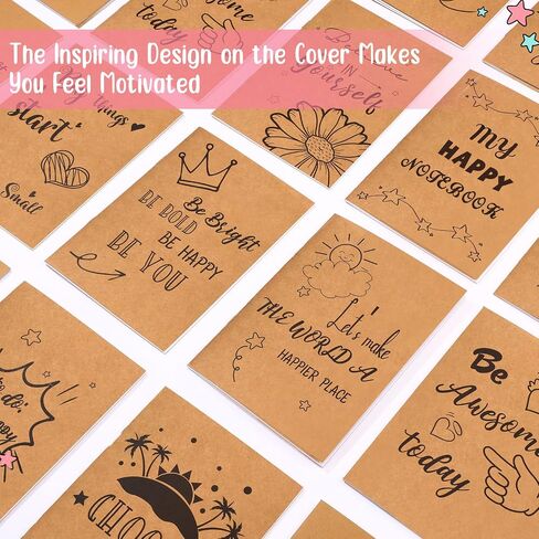 Chinco 48 Pack Kraft Inspirational Notepads Gift Motivational Notebooks Small Inspirational Lined Pockets Notebook Funny for Kids Students School Office Supplies 4.3 x 6.1 Inches in Saudi Arabia