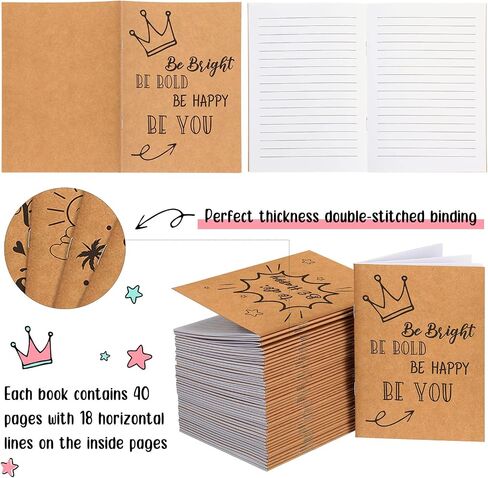 Chinco 48 Pack Kraft Inspirational Notepads Gift Motivational Notebooks Small Inspirational Lined Pockets Notebook Funny for Kids Students School Office Supplies 4.3 x 6.1 Inches in Saudi Arabia
