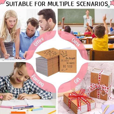 Chinco 48 Pack Kraft Inspirational Notepads Gift Motivational Notebooks Small Inspirational Lined Pockets Notebook Funny for Kids Students School Office Supplies 4.3 x 6.1 Inches in Saudi Arabia
