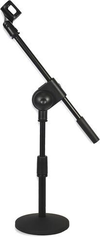 Microphone Stands Desk Desktop Mic Stand for Table Height Adjustable with Heavy Base Boom Arm Universal Mic Clip for Singing Live Streaming Speaking Radio Black in Saudi Arabia