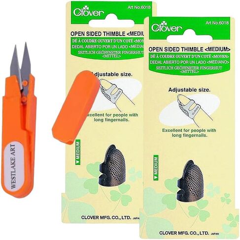 westlake art Metal Open Sided Thimble, Bundle Embroidery Scissors - Metal Thimbles For Hand Sewing, Medium Size, Adjustable Size, Versatile For Sewing Kit & Quilting Projects [Pack Of 2] in Saudi Arabia
