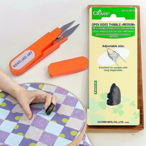 westlake art Metal Open Sided Thimble, Bundle Embroidery Scissors - Metal Thimbles For Hand Sewing, Medium Size, Adjustable Size, Versatile For Sewing Kit & Quilting Projects [Pack Of 2] in Saudi Arabia