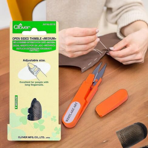 westlake art Metal Open Sided Thimble, Bundle Embroidery Scissors - Metal Thimbles For Hand Sewing, Medium Size, Adjustable Size, Versatile For Sewing Kit & Quilting Projects [Pack Of 2] in Saudi Arabia