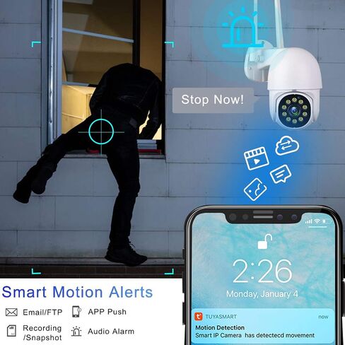 كاميرا Tuya Smart Life Security، 1080P HD لاسلكية واي فاي مراقبة المنزل عموم/إمالة 360 درجة رؤية ليلية مقاومة للماء، كشف الإنسان، تتبع تلقائي in Saudi Arabia