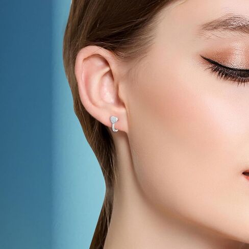 Cycuff 925 Sterling Silver Hoop Earrings Colorful Cubic Zirconia Jewelry Earrings for Women Teen Girls Set Earring Gifts for Her (Simple Heart Earrings) in Saudi Arabia