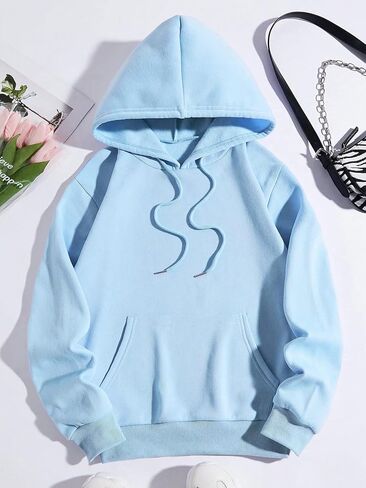 SHENHE Women's Plus Size Letter Graphic Print Drawstring Butterfly Hoodie Loose Sweatshirt in Saudi Arabia