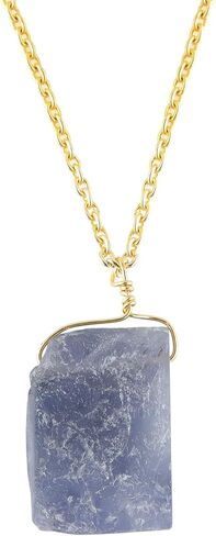 قلادة قلادة من كريستالات الإيوليت الخام الطبيعية، أحجار كريمة خام، بلورات شفاء للطاقة، هدية لها، عيد ميلاد، مجوهرات أحجار كريمة 18 بوصة in Kuwait