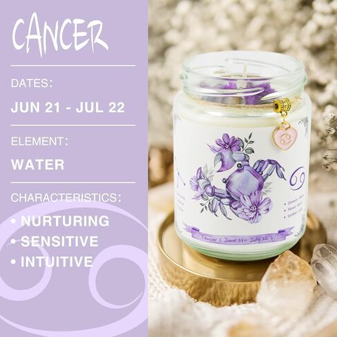 Aquarius Zodiac Crystal Candle Gifts for Women, Astrology Birthday Gifts Natural Soy Violets Scented Candle with Flowers and Lazurite Healing Crystals Gifts for Mom Sister Friends in Saudi Arabia