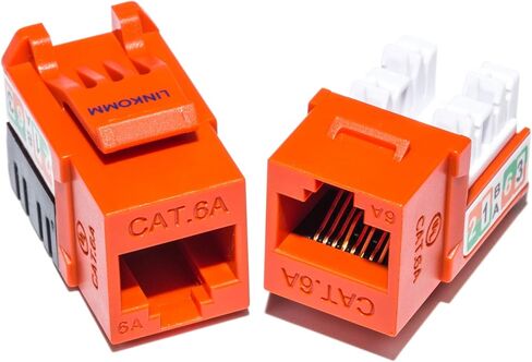 50 حزمة RJ45 Cat6A رفيعة الشكل UTP جاك كيستون غير محمي مع حامل راحة اليد (أصفر) in Kuwait