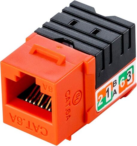 50 حزمة RJ45 Cat6A رفيعة الشكل UTP جاك كيستون غير محمي مع حامل راحة اليد (أصفر) in Kuwait