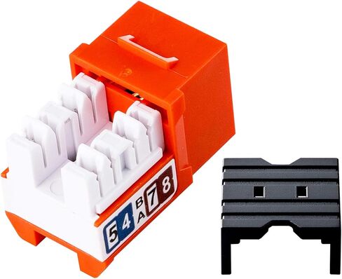 50 حزمة RJ45 Cat6A رفيعة الشكل UTP جاك كيستون غير محمي مع حامل راحة اليد (أصفر) in Kuwait