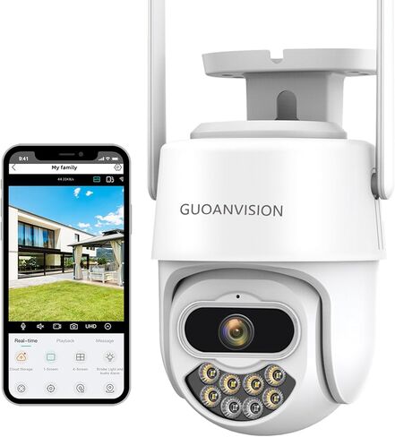 2K 4MP PTZ Security Camera Outdoor,WiFi Camera, Motion Detection&Auto Tracking,Light Alarm Floodlight & Color Night Vision,2-Ways Talk, Plug-in Cable,Compatible with NVR POE in Kuwait