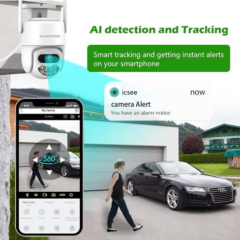 2K 4MP PTZ Security Camera Outdoor,WiFi Camera, Motion Detection&Auto Tracking,Light Alarm Floodlight & Color Night Vision,2-Ways Talk, Plug-in Cable,Compatible with NVR POE in Kuwait