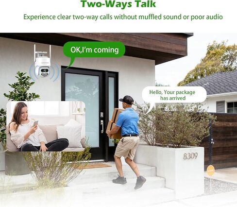 2K 4MP PTZ Security Camera Outdoor,WiFi Camera, Motion Detection&Auto Tracking,Light Alarm Floodlight & Color Night Vision,2-Ways Talk, Plug-in Cable,Compatible with NVR POE in Kuwait