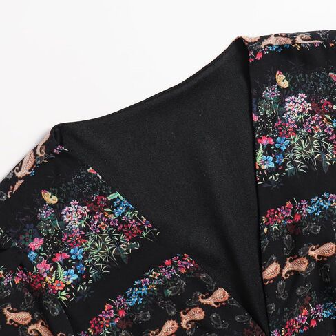Women's V-Neck Retro Floral Print Elegant Ruffled Hem Dress in Saudi Arabia