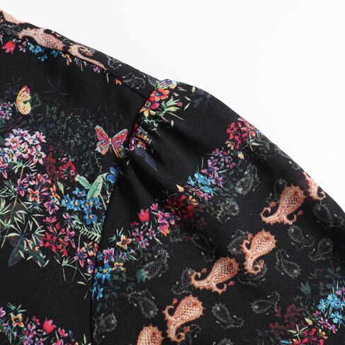 Women's V-Neck Retro Floral Print Elegant Ruffled Hem Dress in Saudi Arabia
