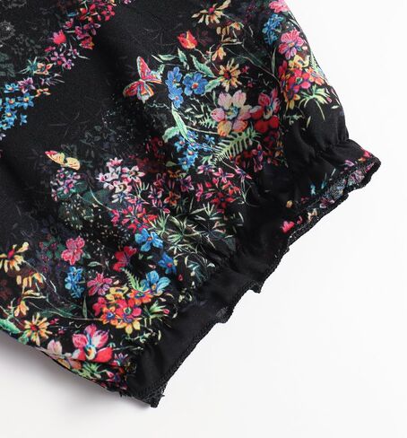 Women's V-Neck Retro Floral Print Elegant Ruffled Hem Dress in Saudi Arabia