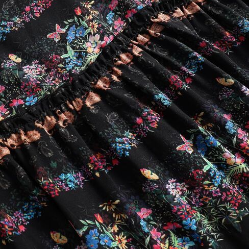 Women's V-Neck Retro Floral Print Elegant Ruffled Hem Dress in Saudi Arabia