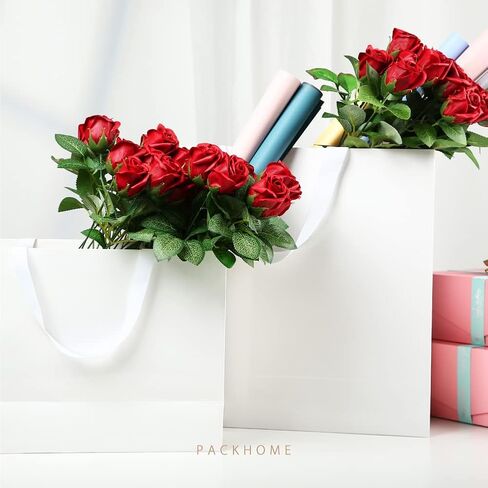 PACKHOME 10 Large Gift Bags 14.5x5x10.5 Inches, Black Premium Gift Bags with Handles for Gift Giving (Glossy Black with Grass Texture) in Saudi Arabia