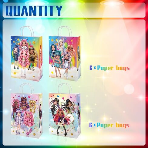 Lisiajorily Rainbow High Dolls Party Gift Bags Party Favor Bags Candy Bags Goodie Bags Treat Bags Birthday Party Supplies Rainbow High Theme Party Decorations 12Pcs for 8-14 Boys Grils Kids in Saudi Arabia