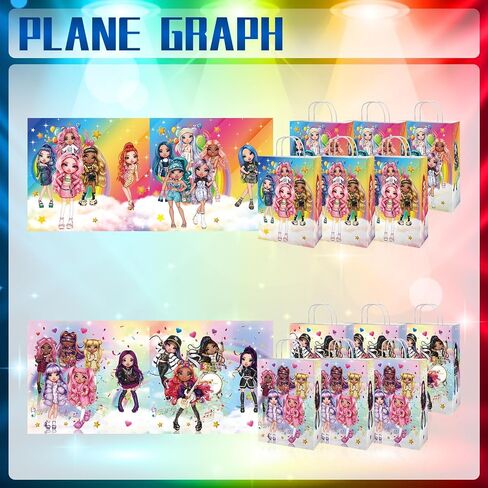 Lisiajorily Rainbow High Dolls Party Gift Bags Party Favor Bags Candy Bags Goodie Bags Treat Bags Birthday Party Supplies Rainbow High Theme Party Decorations 12Pcs for 8-14 Boys Grils Kids in Saudi Arabia