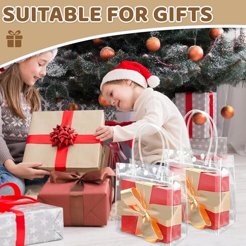 BadenBach 18 قطعة من أكياس الهدايا الصغيرة الشفافة بمقابض، 5.9 بوصة × 6.3 بوصة × 2.8 بوصة، أكياس هدايا بلاستيكية صغيرة شفافة وحقيبة هدايا شفافة حقيبة هدايا واضحة للأعمال التجارية الصغيرة وحفلات الزفاف وأعياد الميلاد وحفلات استقبال المولود الجديد وعيد الأب in Kuwait