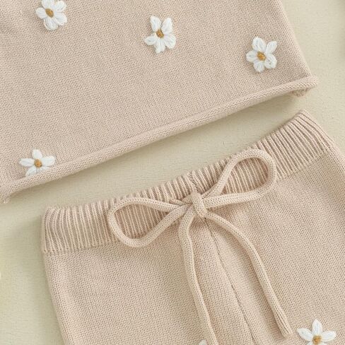 BULINGNA Toddler Baby Girl Summer Clothes Knitted Sleeveless Tank Tops Floral Embroidery Shorts 2Pcs Baby Knit Outfits in Saudi Arabia