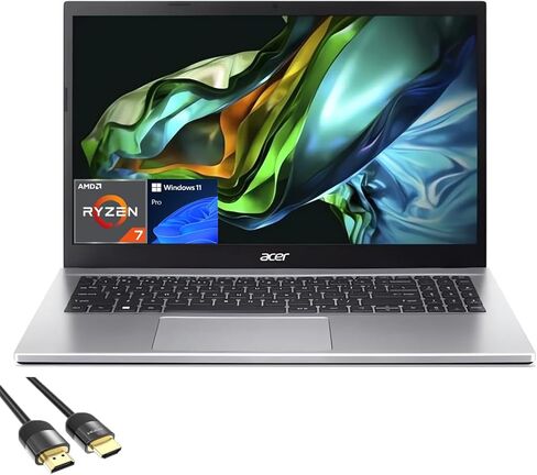 كمبيوتر محمول acer Aspire 3 للطلاب والأعمال، شاشة 15.6 بوصة FHD Micro-Edge، AMD 8-Cores Ryzen 7 5700U، ذاكرة وصول عشوائي 64 جيجابايت، 2 تيرابايت PCIe SSD، كاميرا ويب، لوحة مفاتيح، WiFi 6، USB-C، RJ45، HDMI، كابل PDG HDMI ، فوز 11 برو in Saudi Arabia