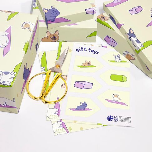 CENTRAL 23 Dog Wrapping Paper - French Bulldog - 6 Sheets of Funny Birthday Gift Wrap - Doggy Yoga Poses - For Men Women - Fur Parent - Recyclable in Saudi Arabia