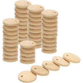 uxcell Round Wooden Discs, 50Pcs 35mm - Log Unfinished Wood Circles with Holes, Wood Ornaments for Crafts, DIY Jewelry Accessories, Birthday Board Tags